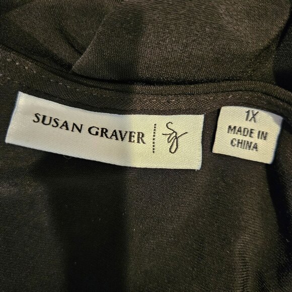 JM collections Womens 1x Black Embroidered V-Neck Top stretch business casual - Picture 8 of 10